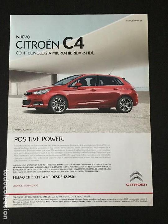 Coches y Motocicletas: CITROEN C4 - ANUNCIO RECORTE PUBLICIDAD DE REVISTA - NO CATALOGO MANUAL FOLLETO FOTO POSTER