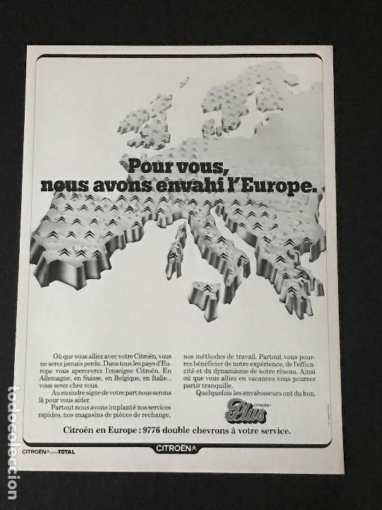 Coches y Motocicletas: CITROEN EUROPA - ANUNCIO RECORTE PUBLICIDAD DE REVISTA - NO CATALOGO MANUAL FOLLETO FOTO POSTER