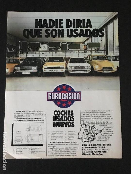 Coches y Motocicletas: CITROEN EUROCASION - ANUNCIO RECORTE PUBLICIDAD DE REVISTA - NO CATALOGO MANUAL FOLLETO FOTO POSTER
