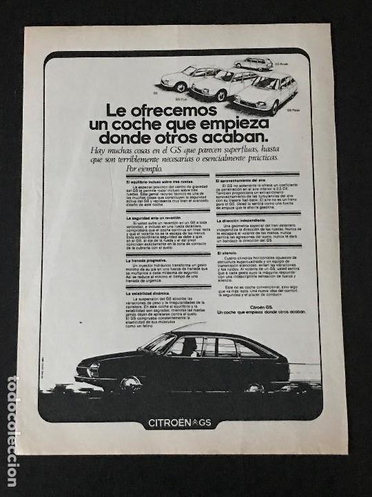Autos und Motorr&auml;der: CITROEN GS - ANUNCIO RECORTE PUBLICIDAD DE REVISTA - NO CATALOGO MANUAL FOLLETO FOTO POSTER