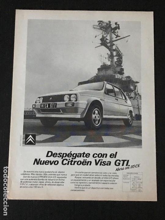 Coches y Motocicletas: CITROEN VISA GTI - ANUNCIO RECORTE PUBLICIDAD DE REVISTA - NO CATALOGO MANUAL FOLLETO FOTO POSTER