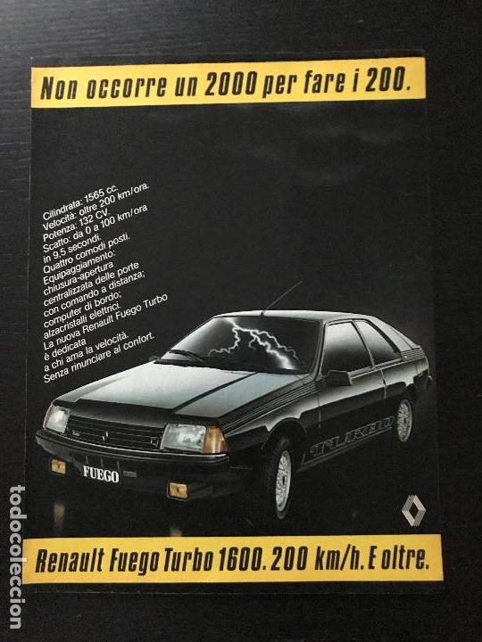Autos und Motorr&auml;der: RENAULT FUEGO - ANUNCIO RECORTE PUBLICIDAD DE REVISTA - NO CATALOGO MANUAL FOLLETO FOTO POSTER