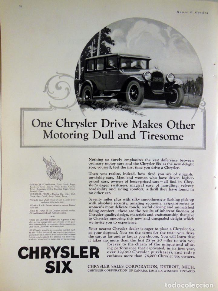 Coches y Motocicletas: Antigua Publicidad Hoja Revista :  CHRYSLER SIX. 1926