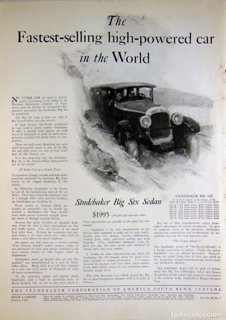 Automobili e Motociclette: Publicidad: STUDEBAKER BIG SIX SEDAN. 1926