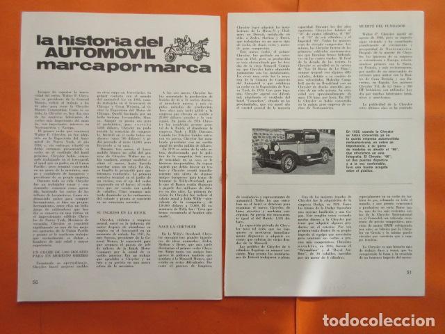 Coches y Motocicletas: ARTICULO 1972 - HISTORIA AUTOMOVIL CHRYSLER - 2 PAGINAS