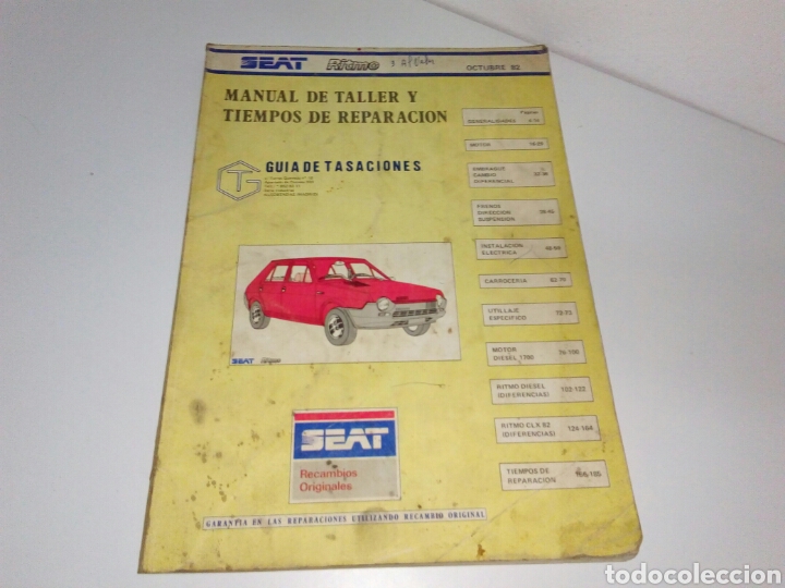 Coches y motocicletas: Libro Manual de taller mecanica seat ritmo