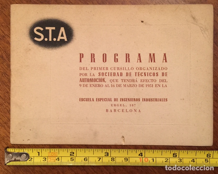 Cars and Motorcycles: Programa Primer curso Sociedad de T&eacute;cnicos de Automoci&oacute;n STA - Ingenier&iacute;a Industrial Barcelona 1951