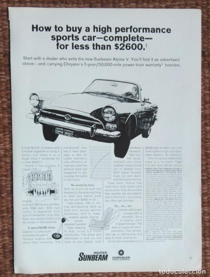 Coches y Motocicletas: SUNBEAM ALPINE V - CHRYSLER - HOJA DE PUBLICIDAD