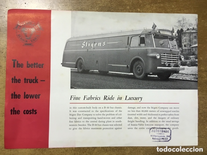 Autos und Motorr&auml;der: SCANIA VABIS AKTIEBOLAGET - STIGEN - en ingl&eacute;s - Suecia 1951 - 30x21cm