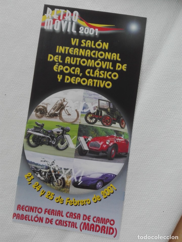 Automobili e Motociclette: FOLLETO HOJA - RETRO MOVIL MADRID 2001 - COCHES AUTOMOVIL MOTO