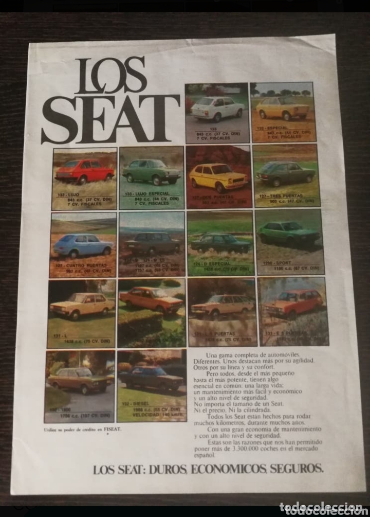 Coches y motocicletas: SEAT, PUBLICIDAD ANTIGUA
