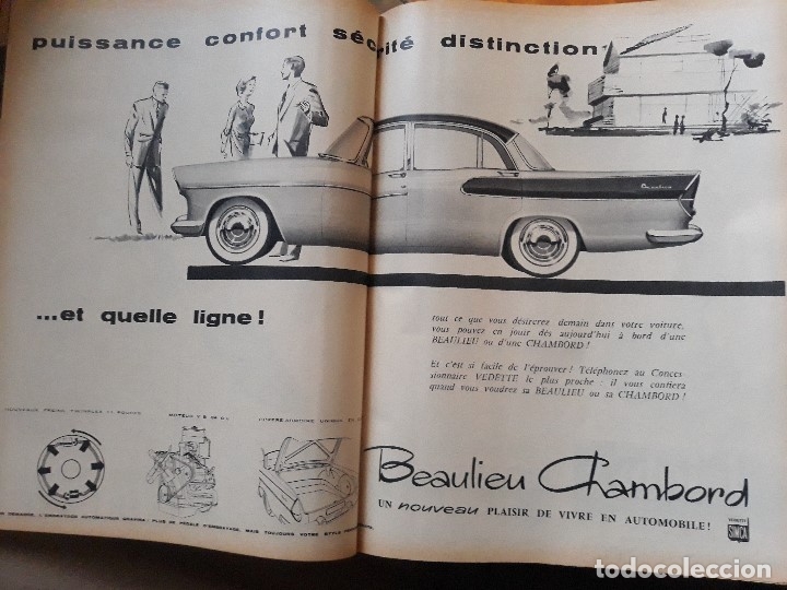 Coches y motocicletas: PUBLICIDAD SIMCA BEAULIEU CHAMBORD 1958 GRAN FORMATO 50 X 35 CM APROX . 2 PAGINAS