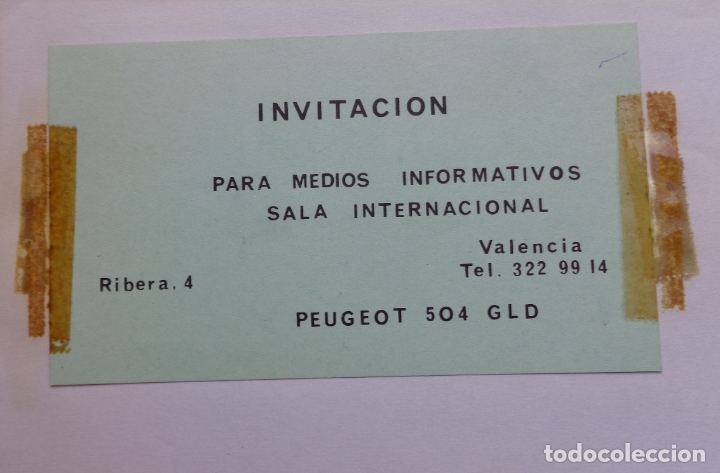 Coches y Motocicletas: INVITACI&Oacute;N PRENSA PRESENTACI&Oacute;N PEUGEOT 504 GLD - 1978