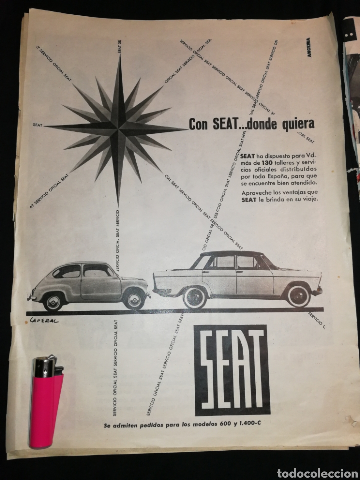 Coches y motocicletas: PUBLICIDAD ANTIGUA SEAT 600 Y SEAT 1400, 1957