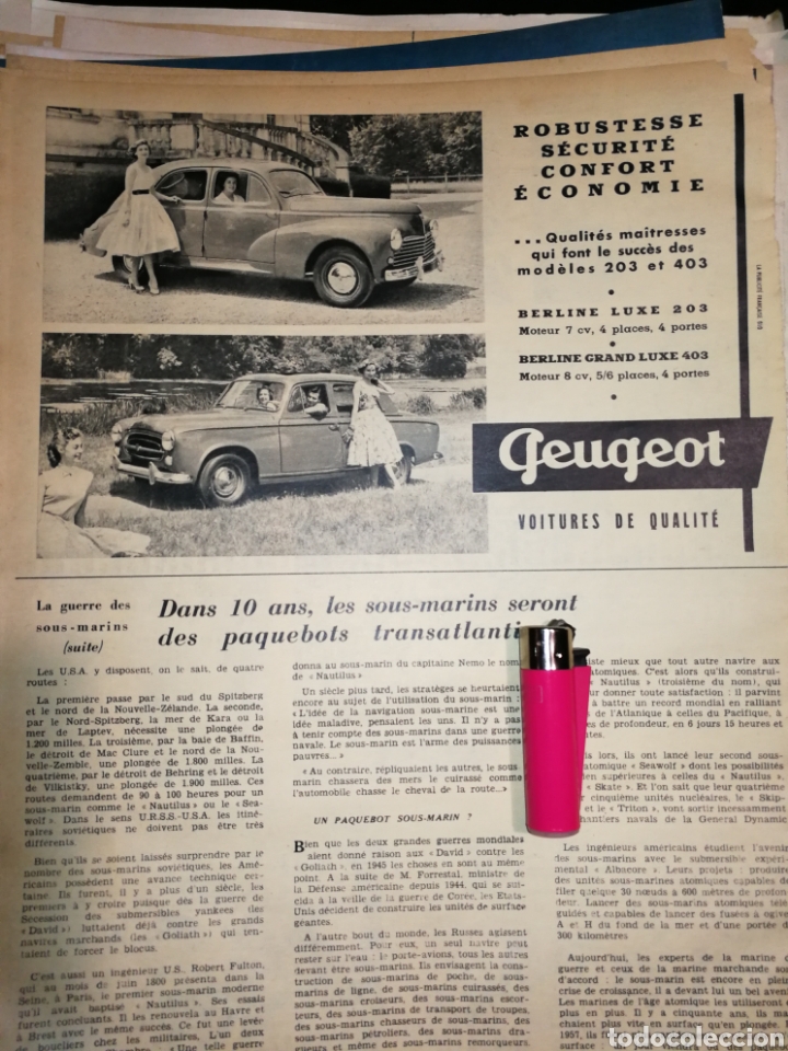 Coches y Motocicletas: PEUGEOT, PUBLICIDAD ANTIGUA 1957.