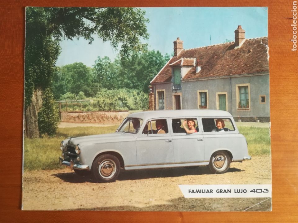 Coches y Motocicletas: Cat&aacute;logo desplegable publicidad Peugeot Familiar Cabriolet Berlina Gran Lujo 403 - A&ntilde;os 50 - Motor