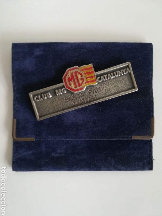 Coches y motocicletas: Placa metal esmaltado Club MG Santa Pau 3/6/95 - Morris Rover Motor Chapa