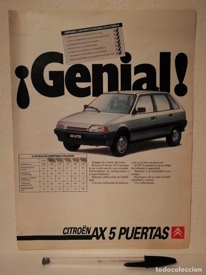 Coches y Motocicletas: ANTIGUO ANUNCIO ACARTONADO -A4- AX 5 PUERTAS - CITROEN - COCHE - ANTICONGELANTE KRAFFT