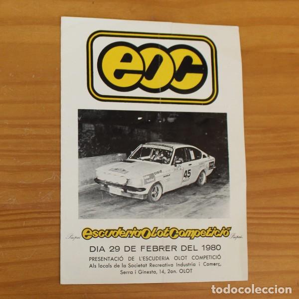 Coches y motocicletas: ESCUDERIA OLOT COMPETICIO, DIPTIC PROGRAMA PRESENTACIO 1980 - Foto 1