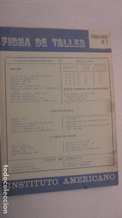 Coches y Motocicletas: INSTITUTO AMERICANO.FICHA TALLER.CITROEN PALLAS DS 21