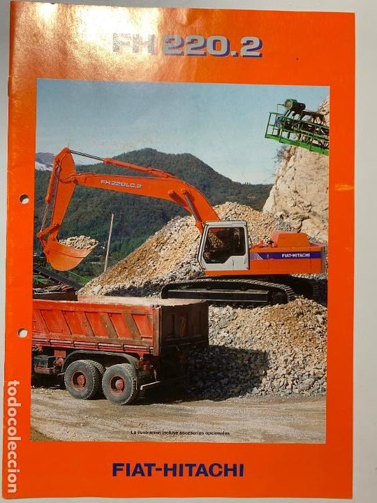 Coches y Motocicletas: folleto catalogo publicidad excavadora hidraulica fiat-hitachi fh 220.2 de 1991