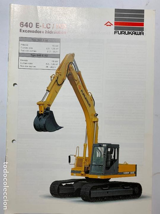 Coches y motocicletas: folleto catalogo publicidad excavadora hidraulica furukawa 640 e-lc / hd de 1991