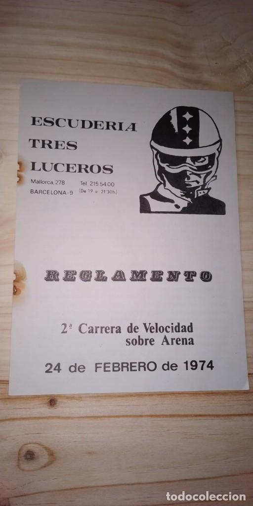Automobili e Motociclette: REGLAMENTO ESCUDERIA TRES LUCEROS. 2&ordf; CARRERA DE VELOCIDAD SOBRE ARENA. A&Ntilde;O 1974