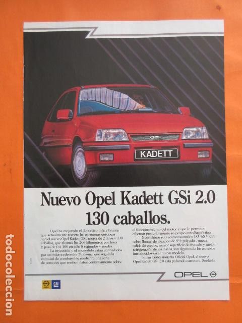 Carros e motociclos: PUBLICIDAD 1986 - COLECCION COCHES - NUEVO OPEL KADETT GSI 2.0 130 CABALLOS