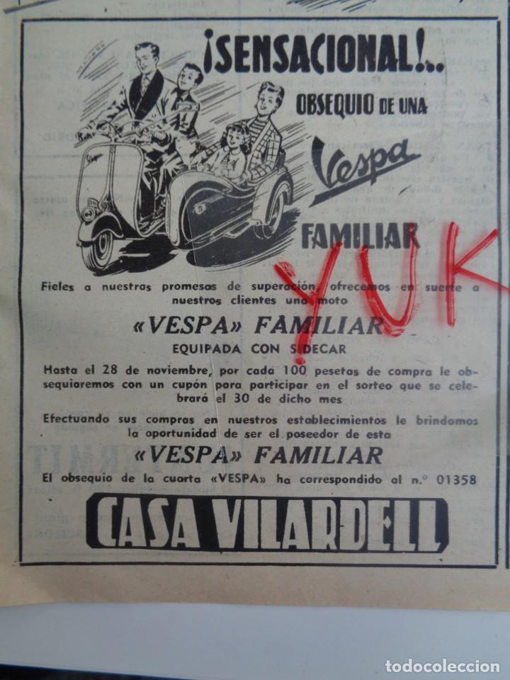 Coches y Motocicletas: BONITA PUBLICIDAD ORIGINAL - OBSEQUIO DE VESPA FAMILIAR DE 1953 DE LA CASA VILLARDELL (BARCELONA)