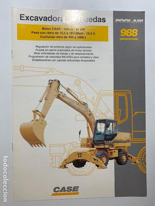 Coches y motocicletas: catalogo folleto publicidad case poclain excavadora de ruedas 988 de 1995