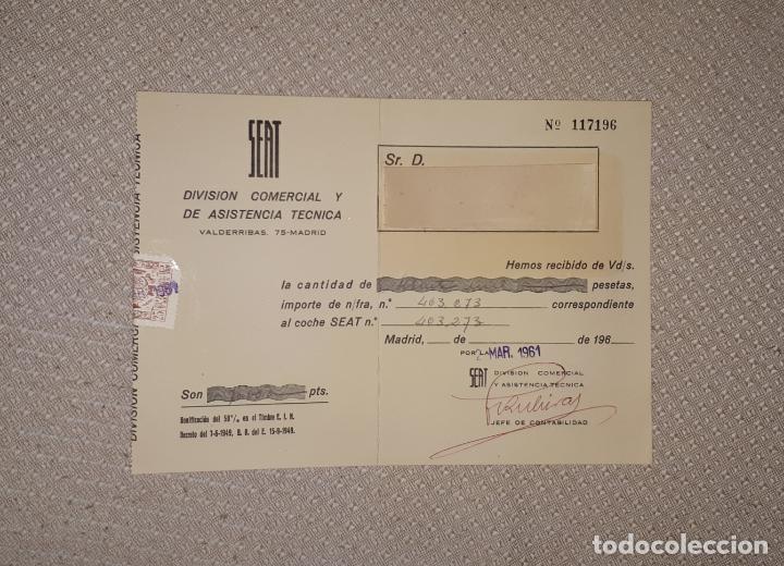 Cars and Motorcycles: SEAT Factura de venta original de un coche Seat. A&ntilde;o 1961