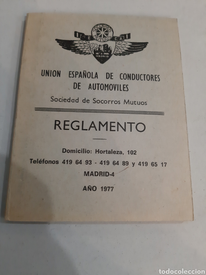Carros e motociclos: 1977 reglamento union espa&ntilde;ola de conductores de Autom&oacute;viles Sociedad de Socorros Nutuos Madrid