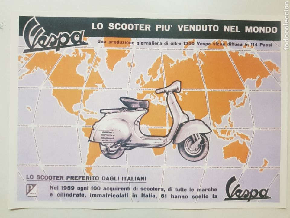 Coches y Motocicletas: VESPA PUBLICIDAD CLASICA ITALIANA . LAMINA CARTEL LITOGRAFICO. REPROGRAFIA