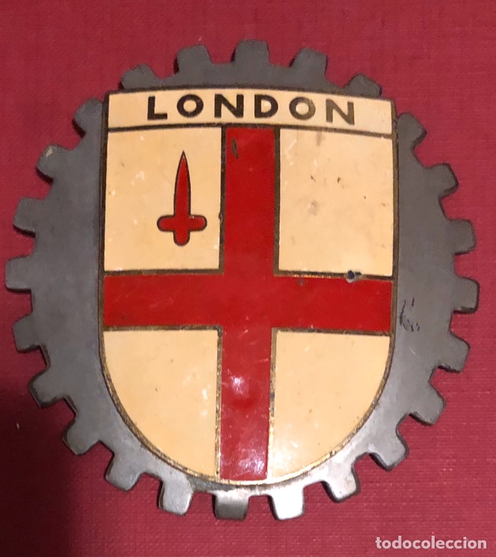 Autos und Motorr&auml;der: Publicidad; placa esmaltada para coche o moto, de la bandera de Londres.