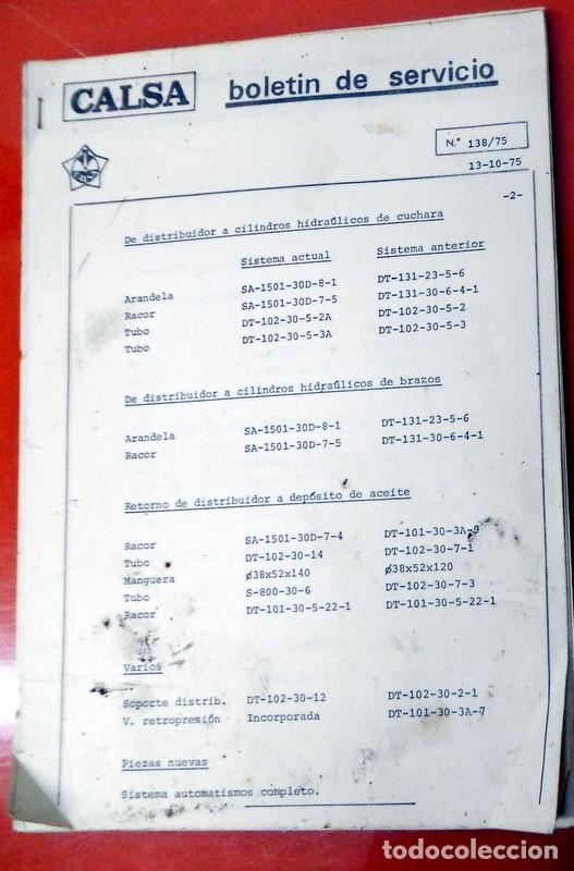 Coches y motocicletas: BOLET&Iacute;N de SERVICIO ANTIGUO Octubre 1975 - CALSA CONSTRUCCIONES LEVANTE. PALAS CARGADOR MOTOR PEGASO