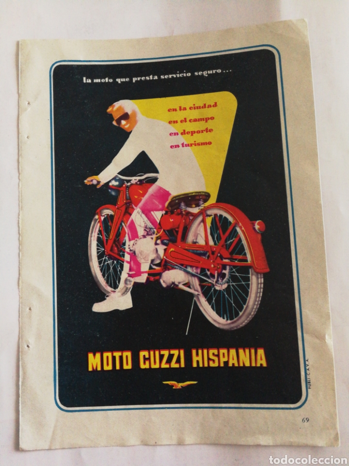 Coches y Motocicletas: PUBLICIDAD ANTIGUA MOTO GUZZI HISPANIA, ORIGINAL