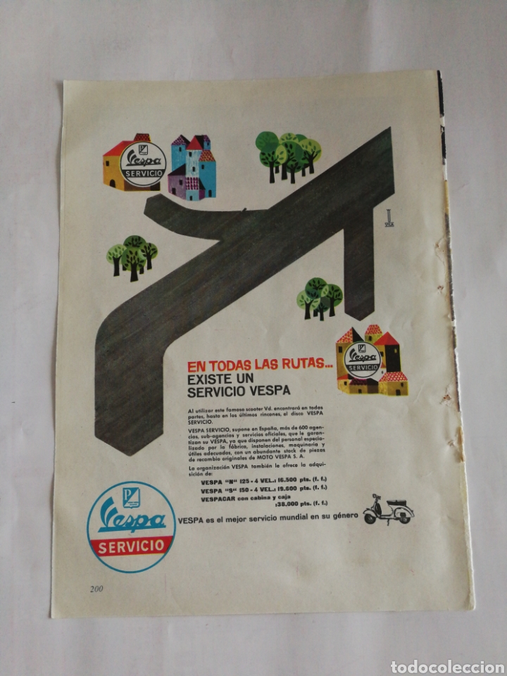 Coches y Motocicletas: PUBLICIDAD ANTIGUA VESPA, ORIGINAL