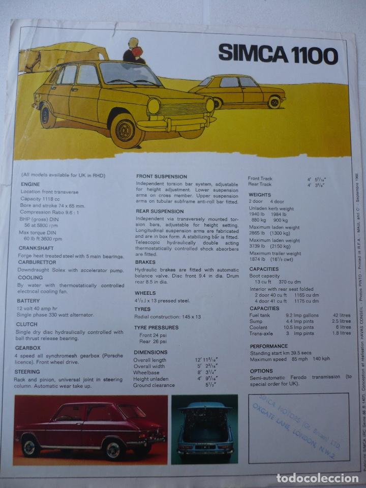 Coches y motocicletas: CAT&Aacute;LOGO SIMCA 1100 - Foto 2