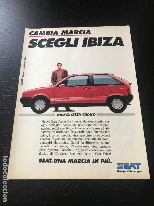 Autos und Motorr&auml;der: SEAT IBIZA CRONO - RECORTE PRENSA REVISTA PUBLICIDAD ORIGINAL ANUNCIO - ITALIANO
