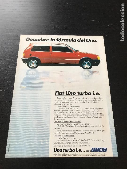 Autos und Motorr&auml;der: FIAT UNO TURBO IE - RECORTE PRENSA REVISTA PUBLICIDAD ORIGINAL ANUNCIO - ESPA&Ntilde;OL