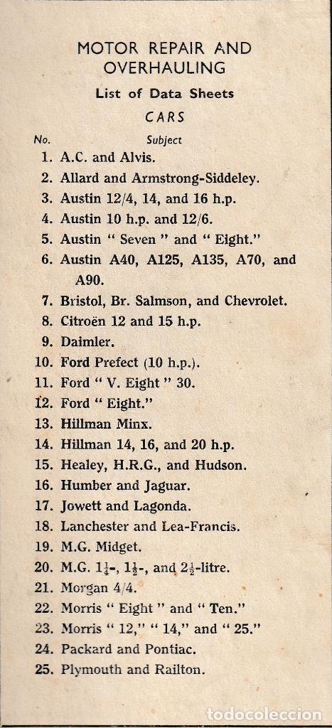 Coches y Motocicletas: reparaci&oacute;n y revisi&oacute;n de motores , hojas de datos ALLARD MORGAN BRISTOL CITROEN DAIMLER MG PDF
