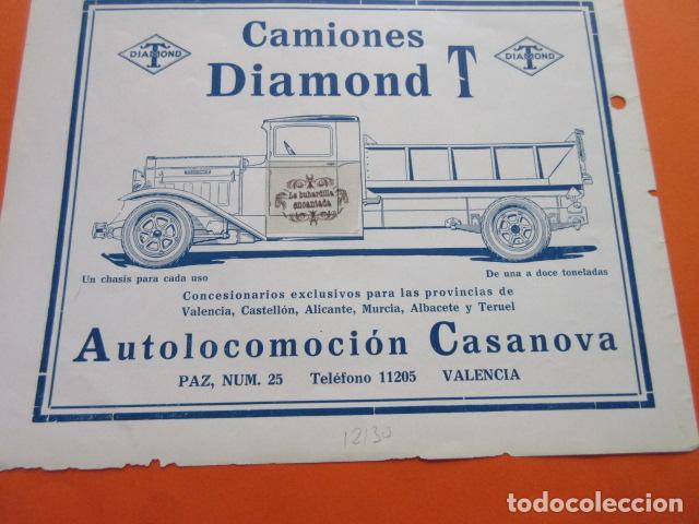 Carros e motociclos: RECORTE PUBLICIDAD 1930 - CAMIONES DIAMOND T AUTOLOCOMOCION CASANOVA VALENCIA - 21 x 15 CM.