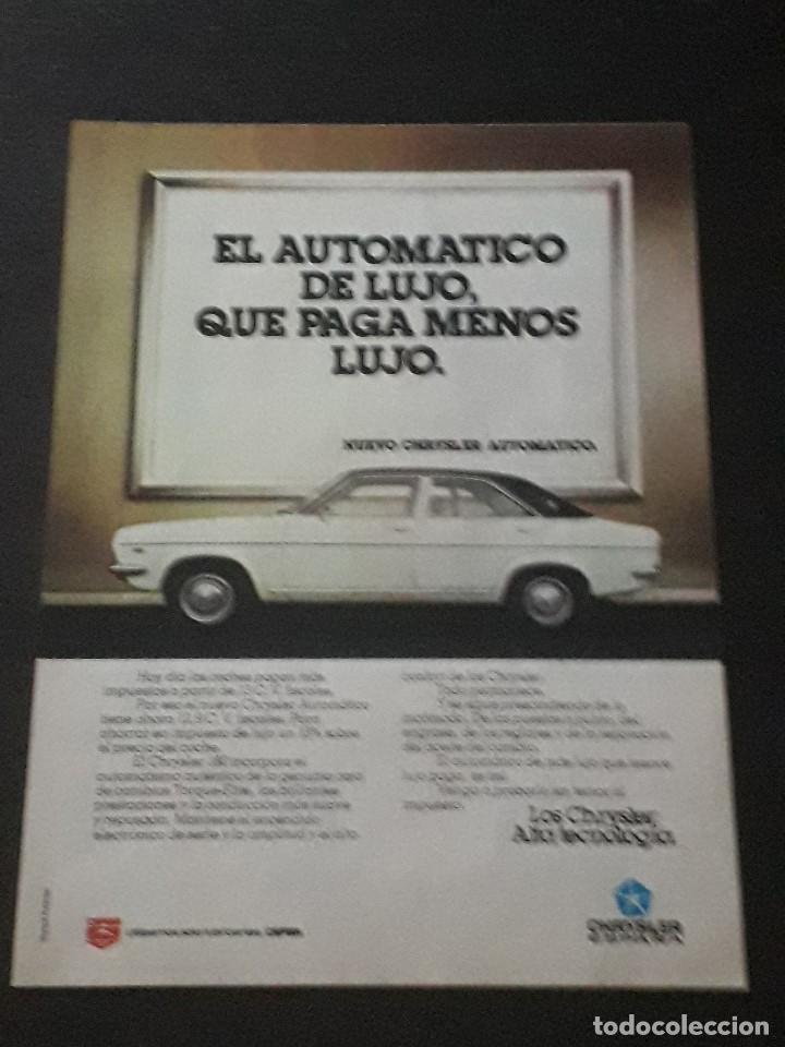 Coches y Motocicletas: CHRYSLER AUTOMATICO 180 - RECORTE PRENSA REVISTA PUBLICIDAD ORIGINAL ANUNCIO - ESPA&Ntilde;OL