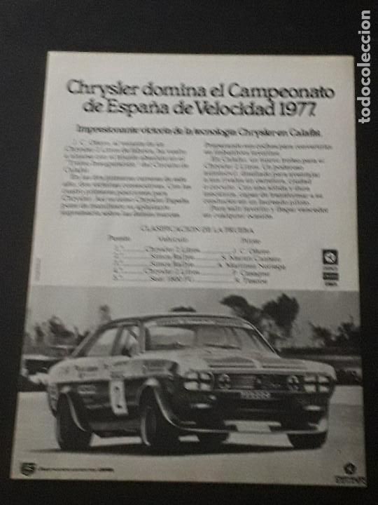 Coches y Motocicletas: CHRYSLER 2 LITROS VELOCIDAD RACE 180 - RECORTE PRENSA REVISTA PUBLICIDAD ORIGINAL ANUNCIO - ESPA&Ntilde;OL