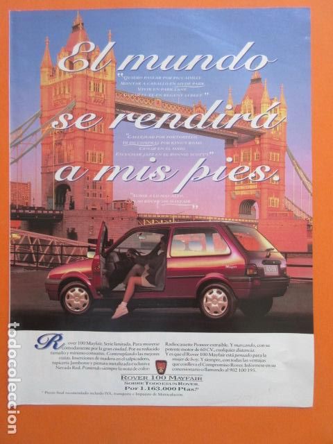 Coches y motocicletas: PUBLICIDAD 1994 - ROVER 100 MAYFAIR - TAMA&Ntilde;O 22,5 x 30 CM -