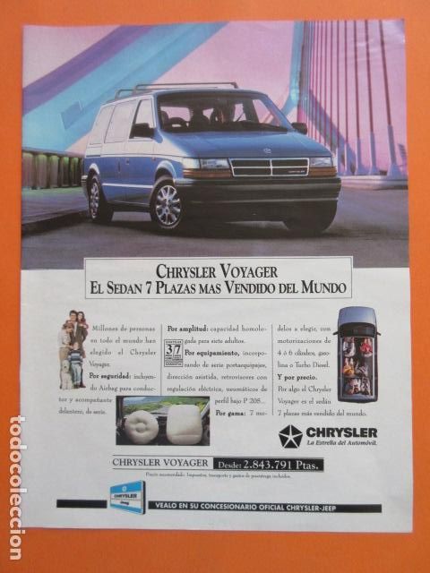 Coches y Motocicletas: PUBLICIDAD 1994 - CHRYSLER VOYAGER - TAMA&Ntilde;O 22,5 x 30 CM