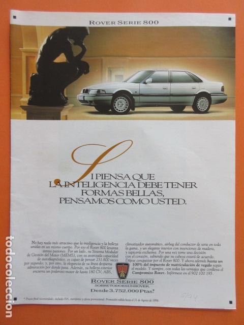 Coches y motocicletas: PUBLICIDAD 1994 - ROVER SERIE 800 - TAMA&Ntilde;O 22,5 x 30 CM