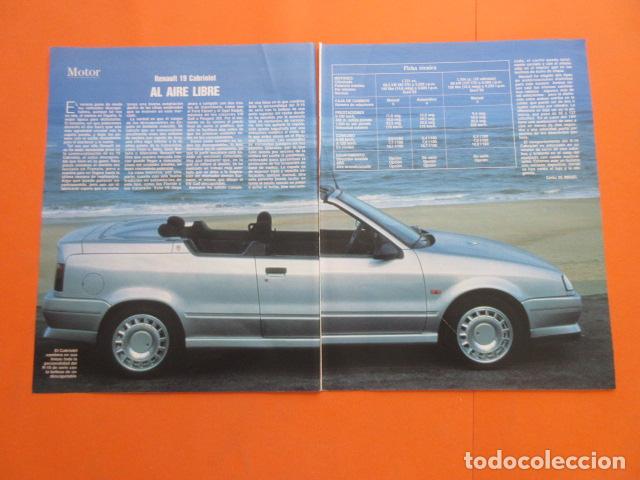 Carros e motociclos: ARTICULO 1991 - RENAULT 19 CABRIO - TAMA&Ntilde;O 22,5 x 30 CM X 2 HOJAS - 2 PAGINAS CORTADA CENTRO