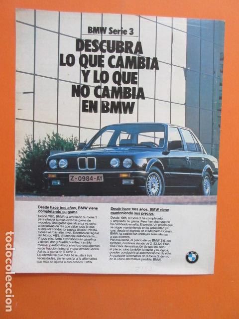 Coches y Motocicletas: PUBLICIDAD 1987 - BMW SERIE 3 - TAMA&Ntilde;O 22,5 x 30 CM