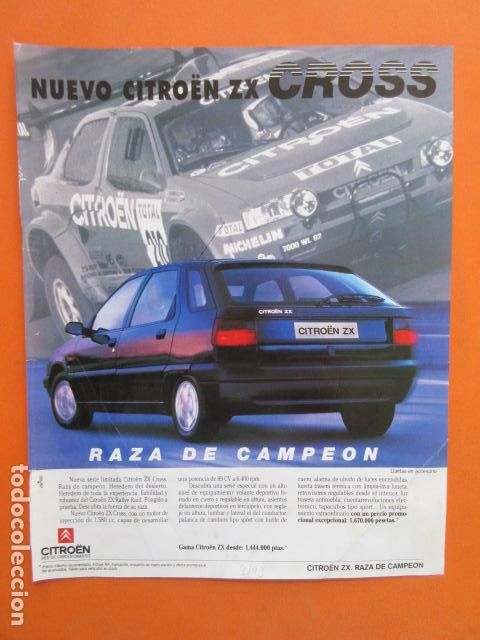 Coches y Motocicletas: PUBLICIDAD 1993 - CITROEN ZX CROSS - TAMA&Ntilde;O 22,5 x 30 CM